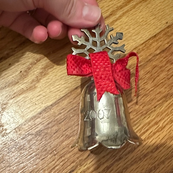 Silver Bell Ornament with Red Bow - Picture 1 of 2